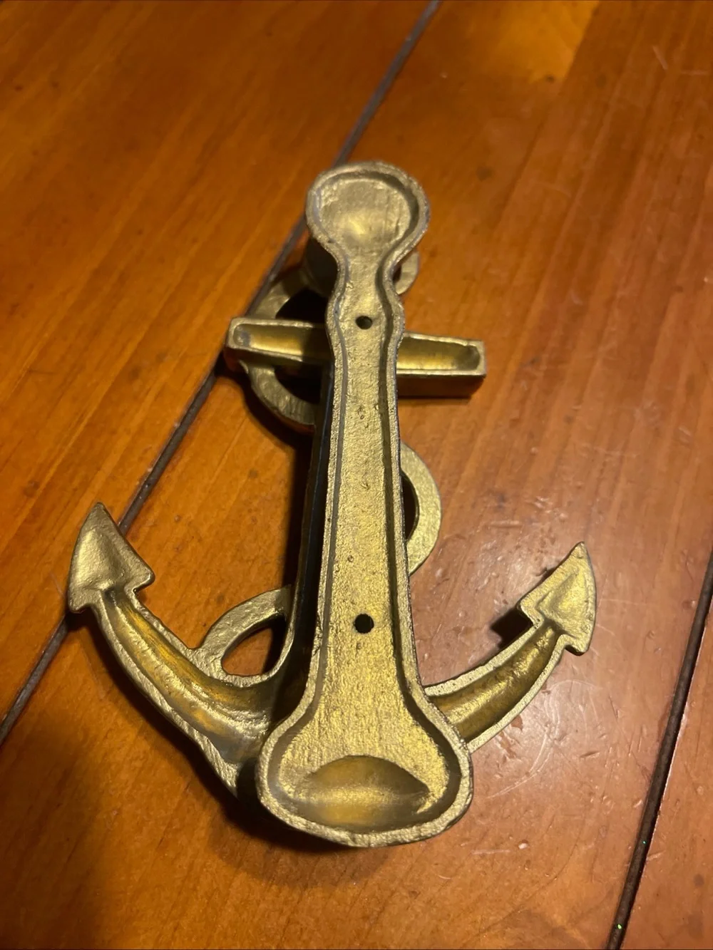 Brass Anchor Wall Door Knocker - Gold Anchor Rope Accent 6” long vintage